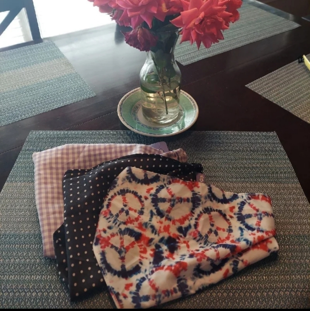 Silky Lightweight Head Hair Scarf Set of 3 Beautiful Colors Prints! BNWT RETIRED